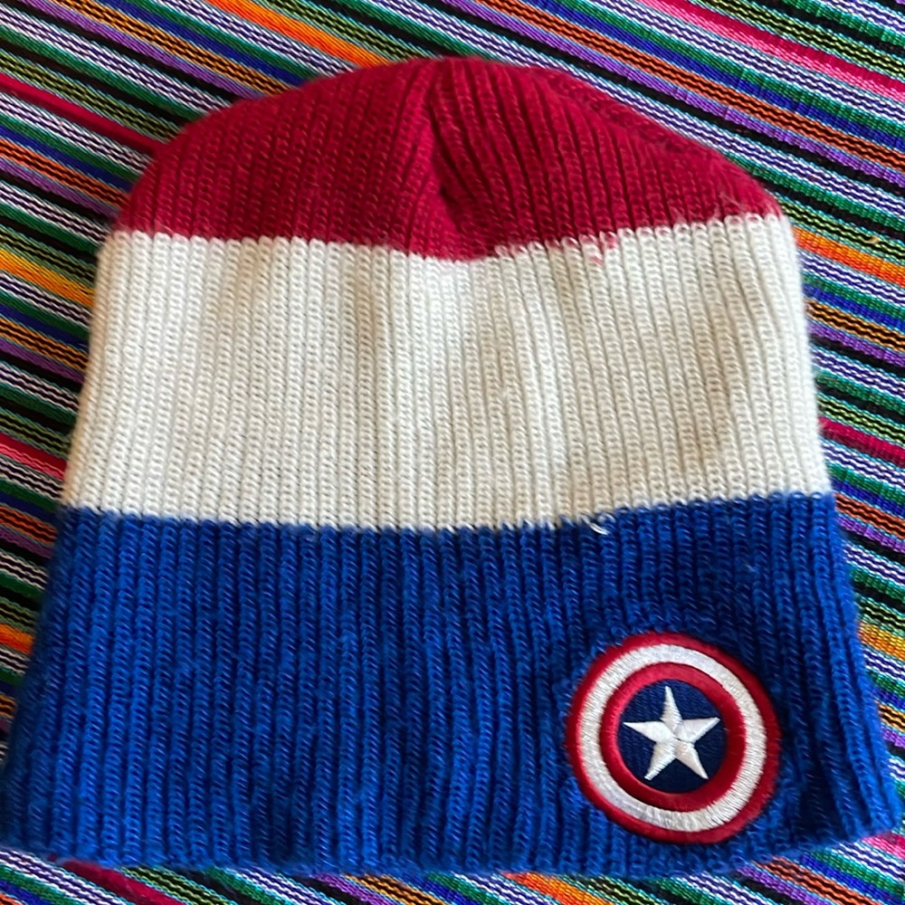 Marvel Avengers Captain America USA kids/child beanie snow hat with patch soft